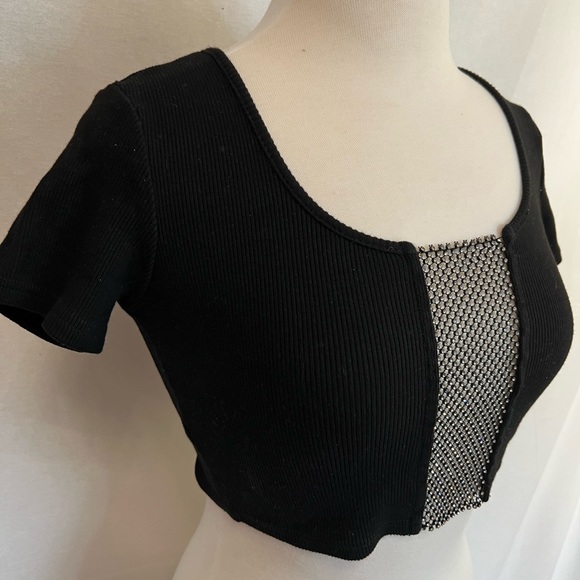 Akira Crop Top With Jeweled Open Front - Picture 3 of 6